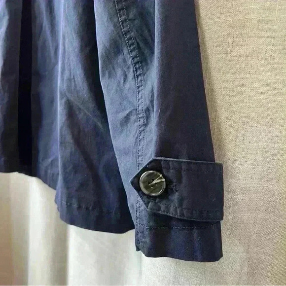CeCe | (New With Tags) Navy Blue Women’s Cotton Twill Button Trench Coat Size 10 - Picture 7 of 10